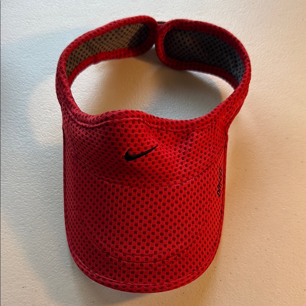 Nike Dri-FIT Kids Red Mesh Tennis Sport Visor with Black Swoosh - Kids OS